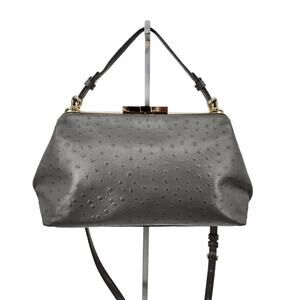Kate Spade Grey Ostrich Embossed Leather Victoria Falls Madeline Satchel